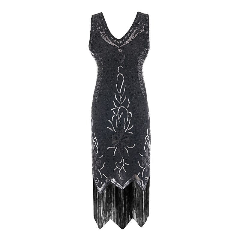 Vestido Gatsby - Charleston Preto Prata