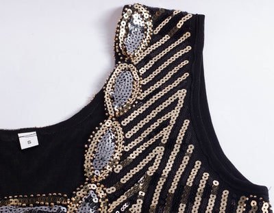 Vestido Gatsby Curto Preto E Dourado