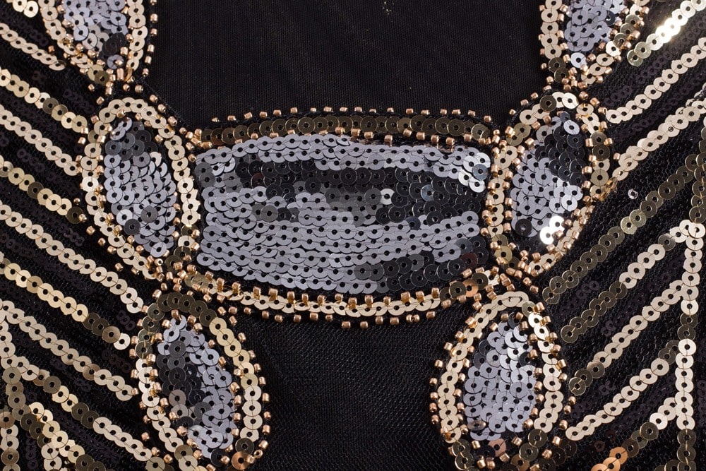 Vestido Gatsby Curto Preto E Dourado