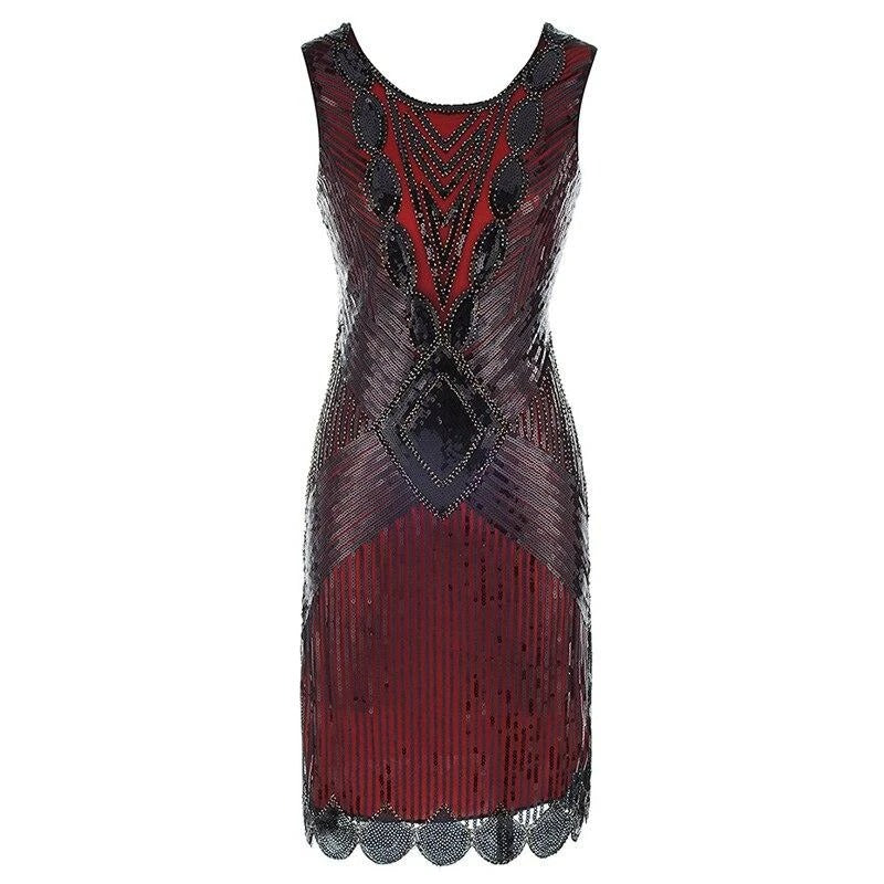 Vestido Curto Vermelho E Preto Gatsby