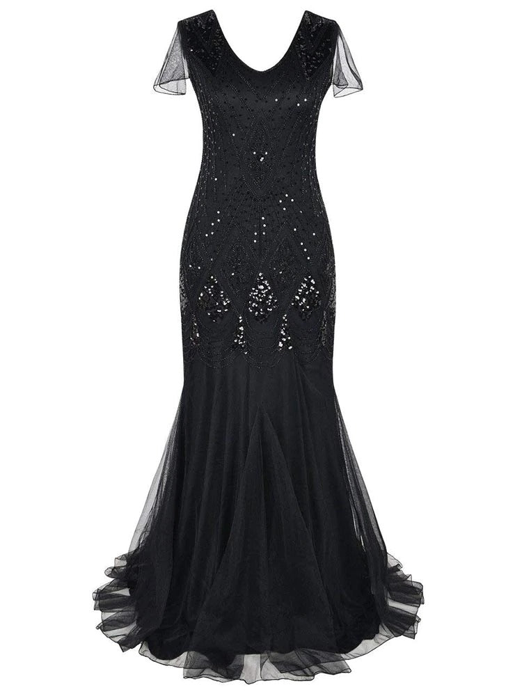 Vestido Gatsby Longo Alta Costura Preto