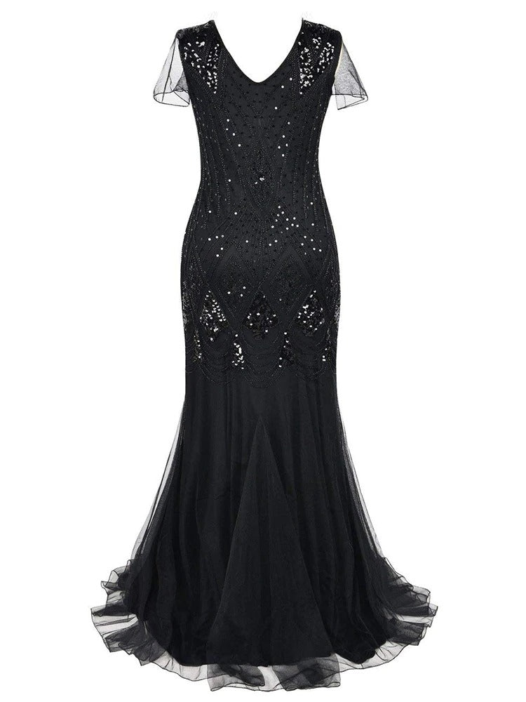 Vestido Gatsby Longo Alta Costura Preto