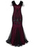 Vestido Longo Gatsby Alta Costura Borgonha E Preto