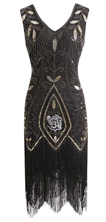 Vestido Gatsby De Penas Pretas