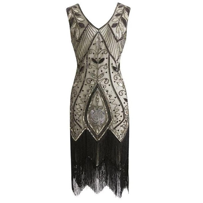 Vestido Gatsby Pluma Bege