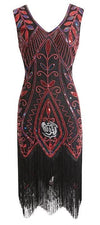 Vestido Vermelho E Preto Gatsby De Penas