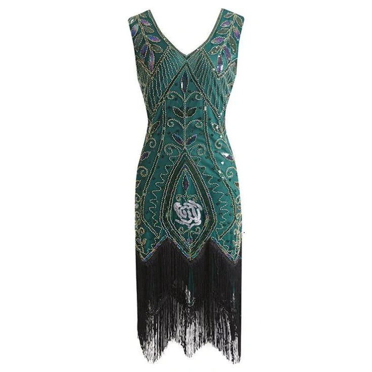 Vestido Gatsby De Penas Verdes