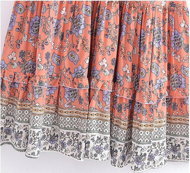 Vestido Hippie Rosa Dos Anos 70