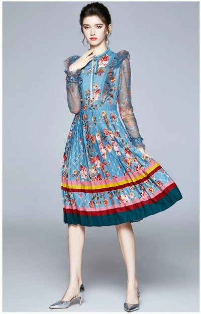Vestido Maxi Floral Vintage Menta