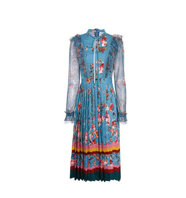 Vestido Maxi Floral Vintage Menta