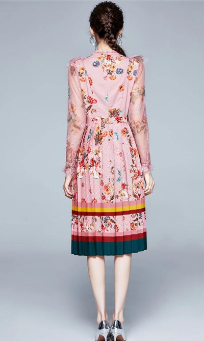 Vestido Maxi Rosa Vintage Floral