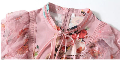 Vestido Maxi Rosa Vintage Floral