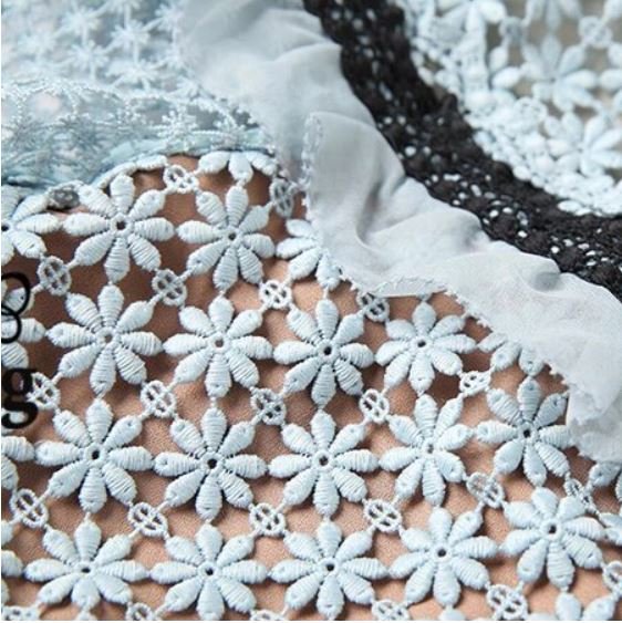 Vestido Longo Vintage Azul Com Babados