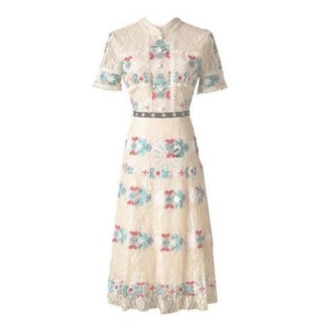 Vestido Longo Champanhe Vintage Com Babados