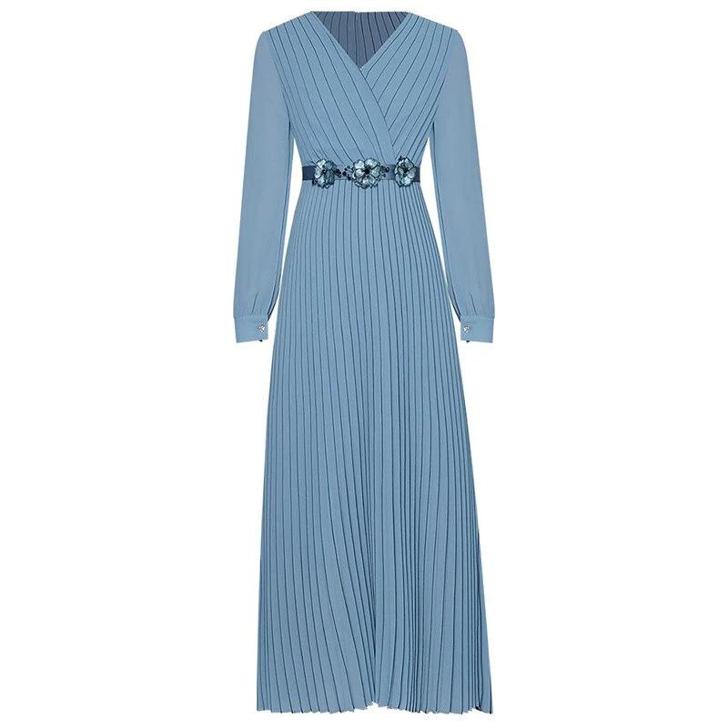 Vestido Maxi Azul Anos 1940