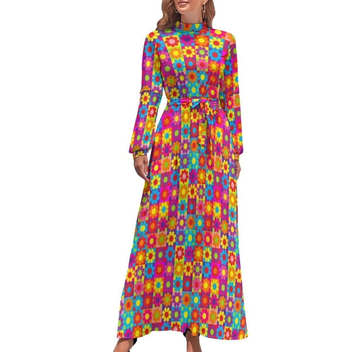 Vestido Maxi Anos 70 Little Flowers