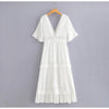 Vestido Maxi Branco Vintage Rendado