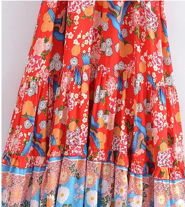 Vestido Longo Floral Dos Anos 70
