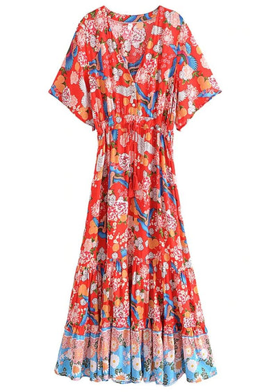 Vestido Longo Floral Dos Anos 70