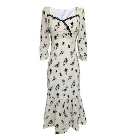 Vestido Maxi Floral Vintage Cáqui