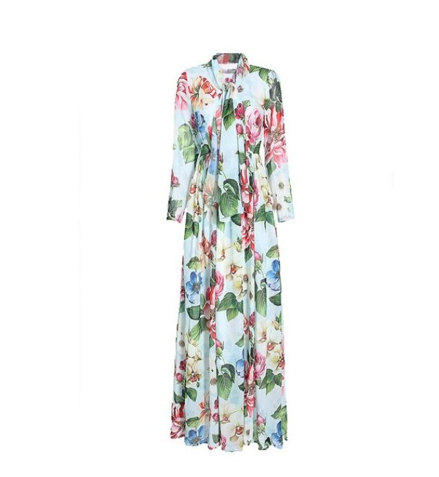 Vestido Maxi Floral Vintage Verde