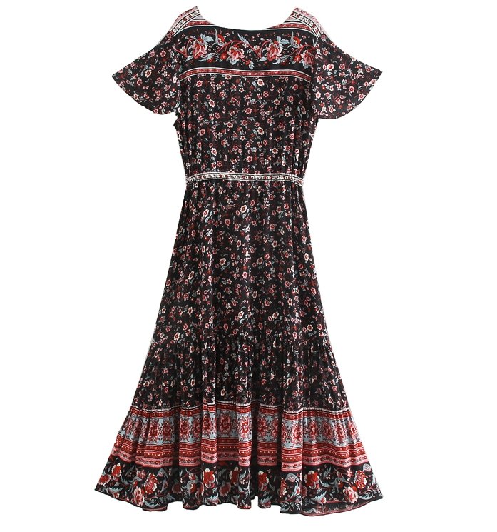 Maxi Vestido Estilo Anos 70 Preto