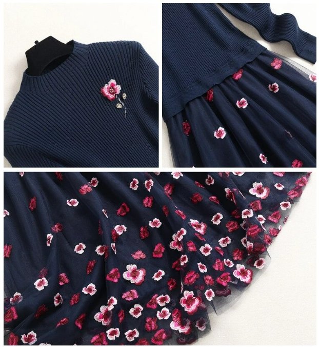 Vestido De Noiva Vintage De Renda Azul Marinho