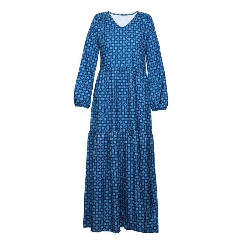 Maxi Vestido Vintage Azul