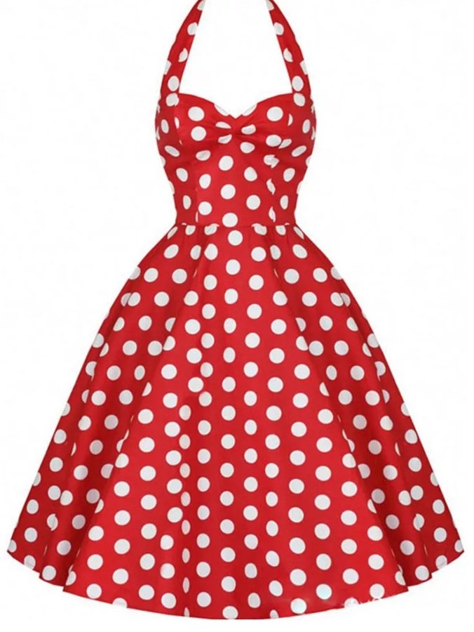 Vestido Pin Up De Bolinhas Vermelhas Anos 50