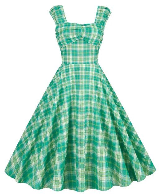 Vestido Listrado Anos 50 Verde