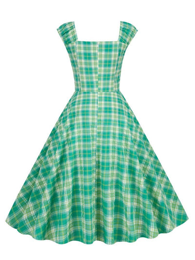 Vestido Listrado Anos 50 Verde