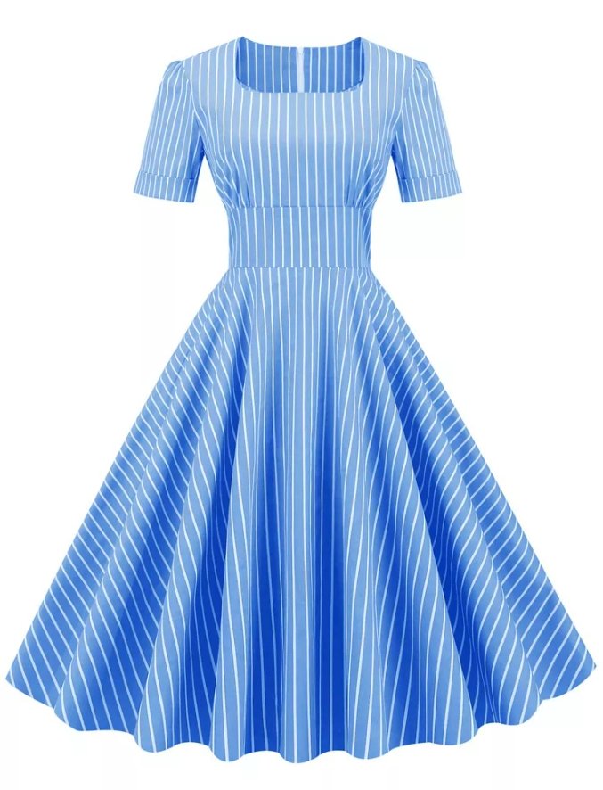 Vestido Retrô Anos 50 Azul