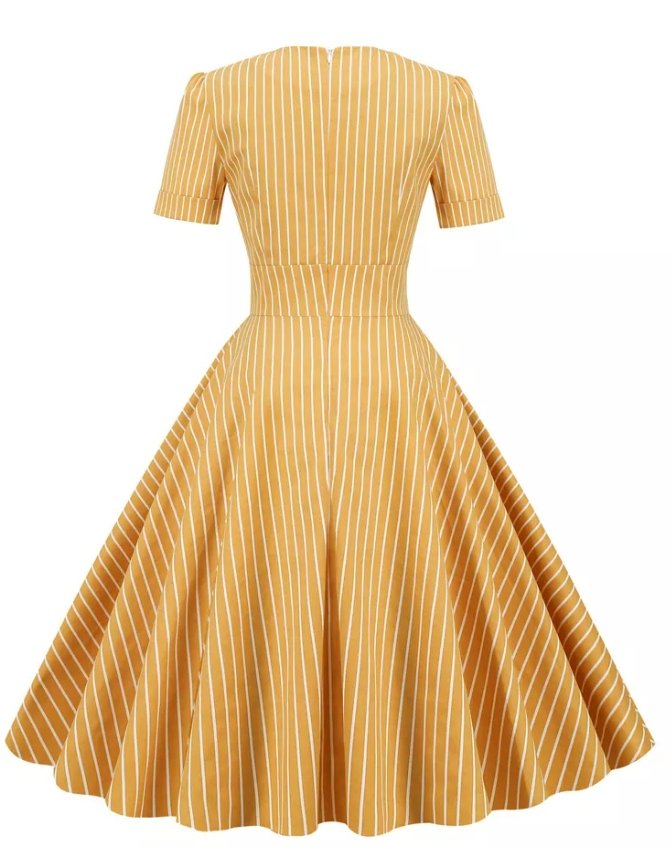 Vestido Retrô Anos 50 Amarelo