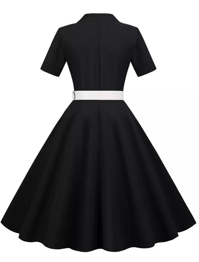 Vestido Retrô Preto Dos Anos 50