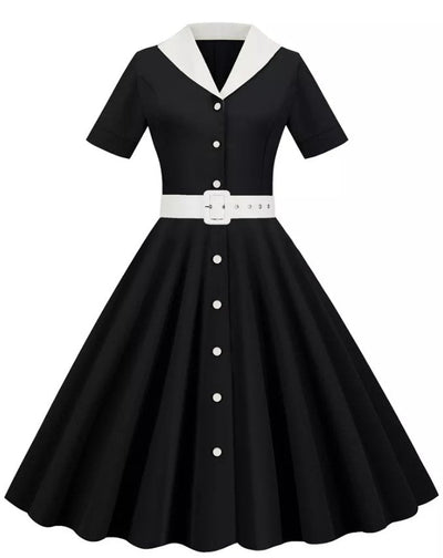 Vestido Retrô Preto Dos Anos 50