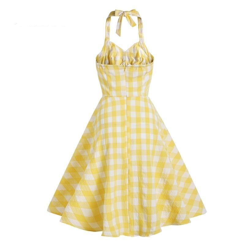 Vestido Retrô Xadrez Amarelo