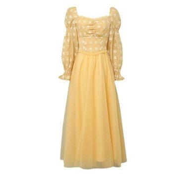 Vestido Retrô Da Moda Dos Anos 1940 Amarelo