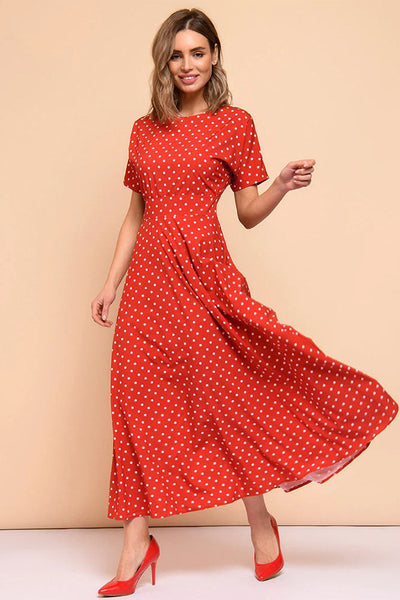 Vestido Vintage De Bolinhas Vermelhas
