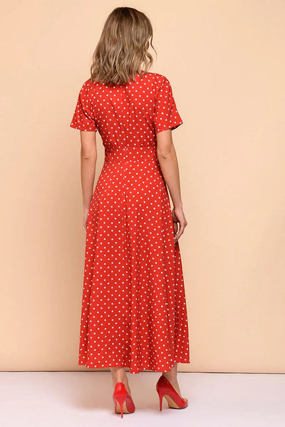 Vestido Vintage De Bolinhas Vermelhas