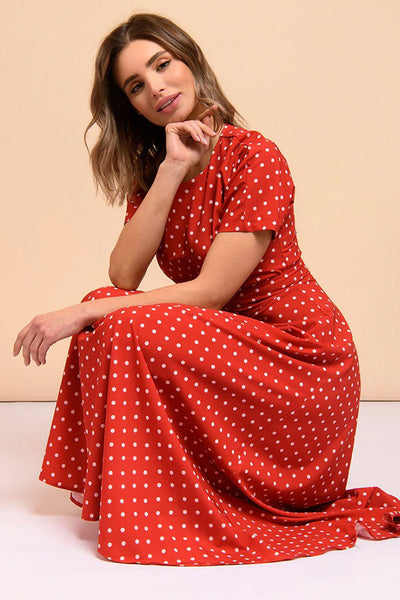 Vestido Vintage De Bolinhas Vermelhas