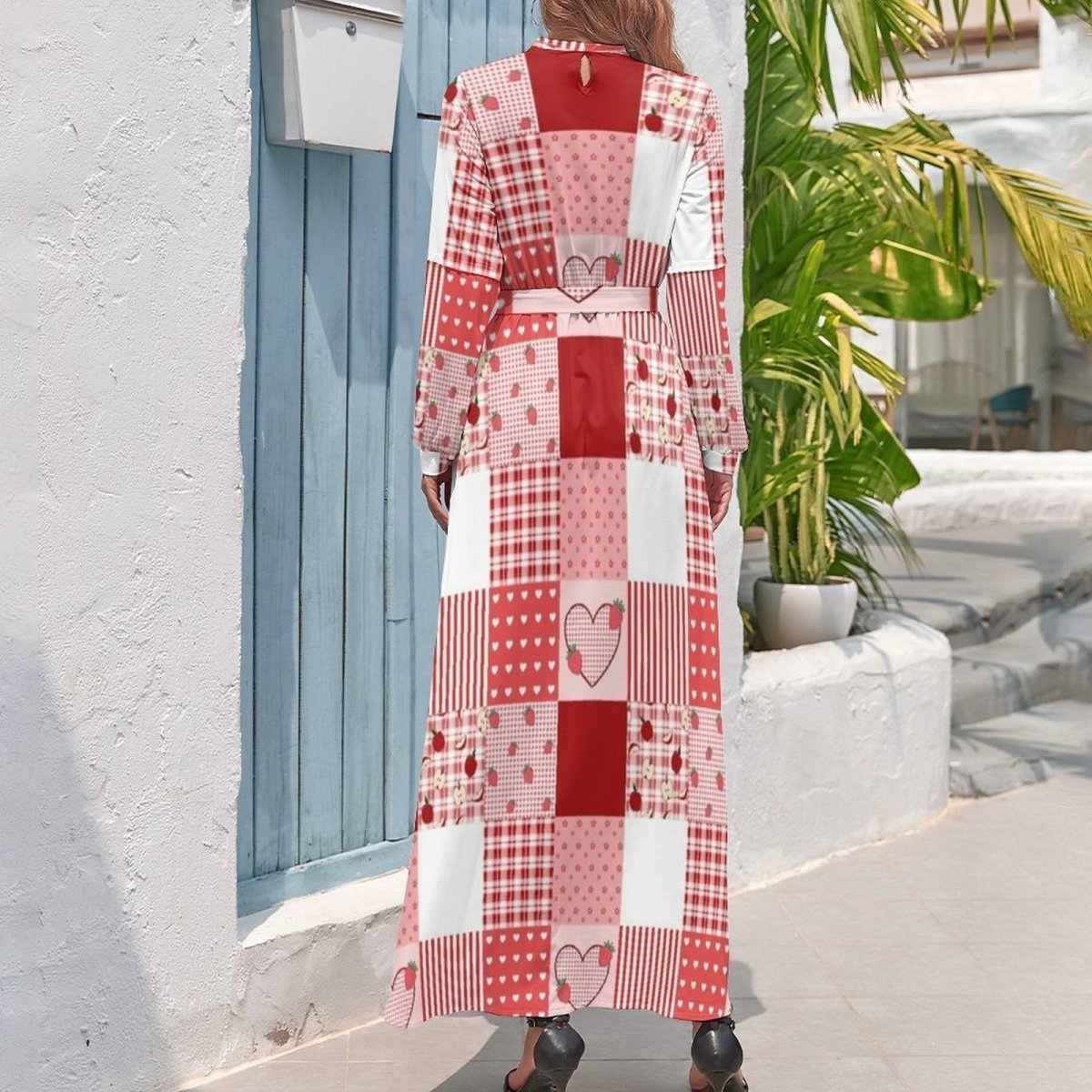 Vestido Vermelho E Branco Dos Anos 70