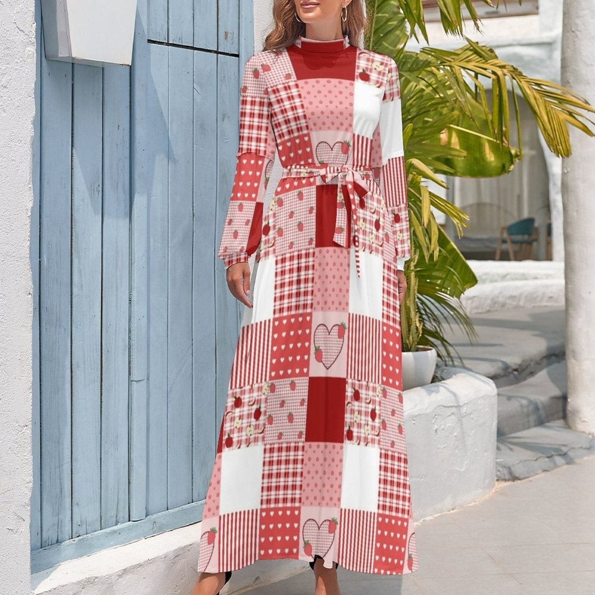 Vestido Vermelho E Branco Dos Anos 70