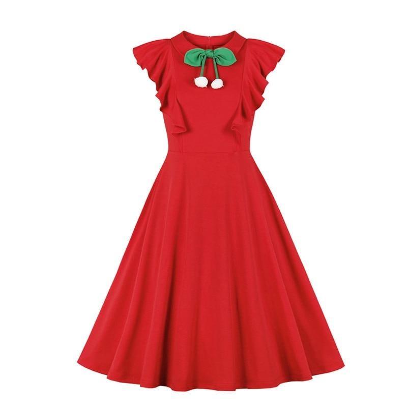 Vestido Vermelho Feminino Anos 1950