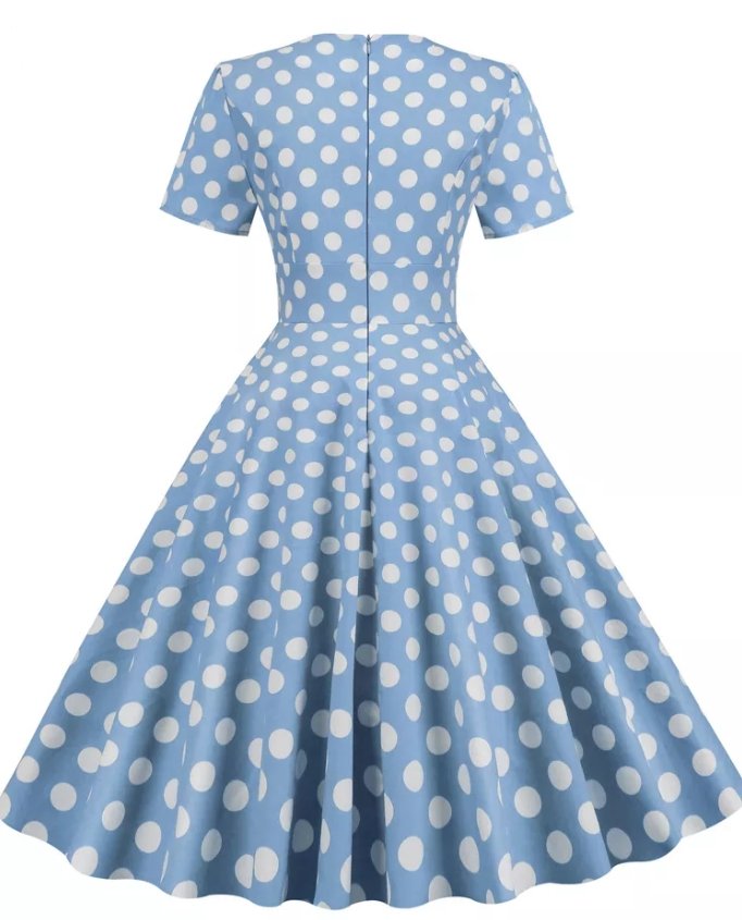 Vestido Vintage Estilo Anos 50 Azul