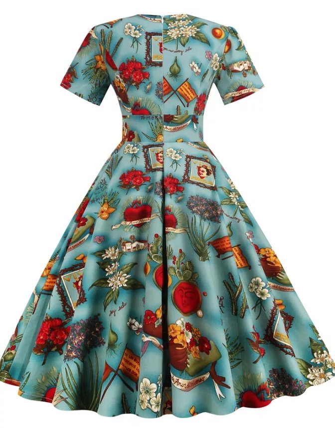 Vestido Estilo Déco Vintage Anos 50