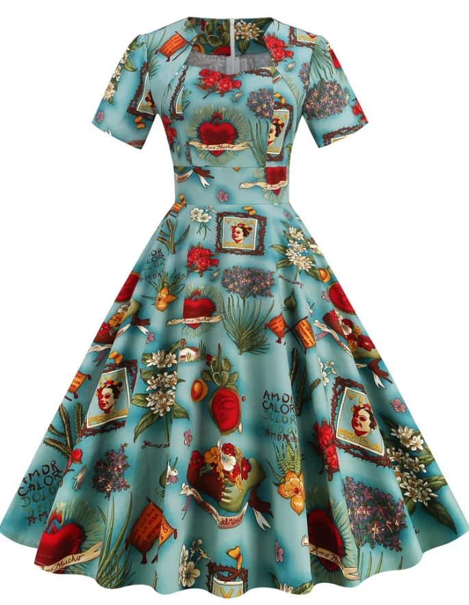 Vestido Estilo Déco Vintage Anos 50