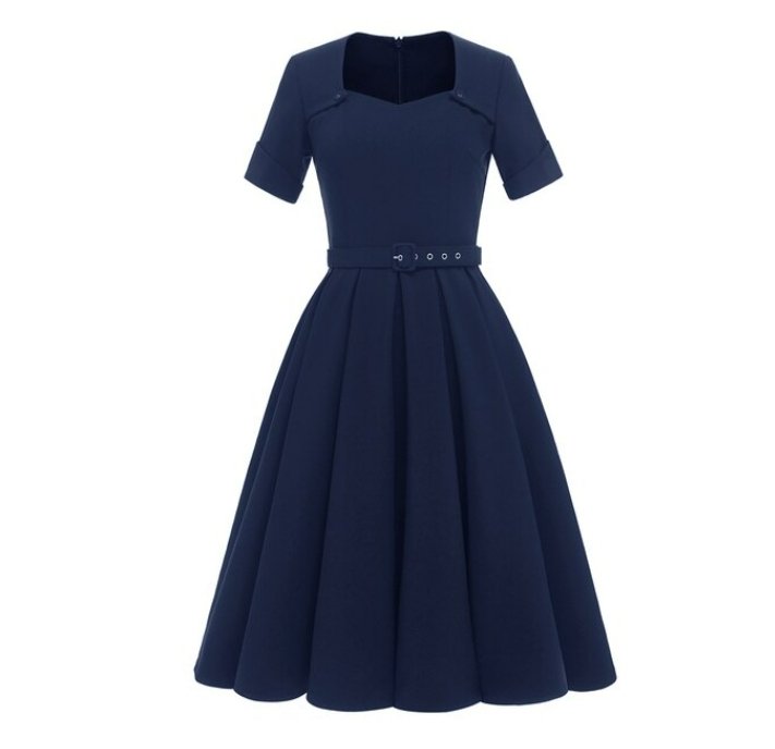 Vestido Vintage Estilo Anos 50 Azul Marinho