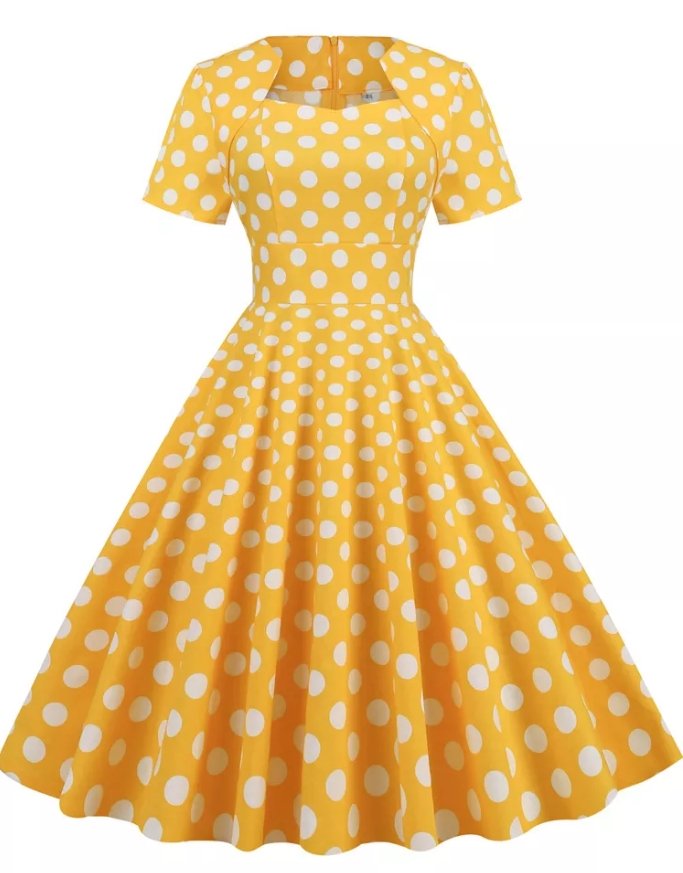 Vestido Vintage Estilo Moderno Dos Anos 50 Amarelo