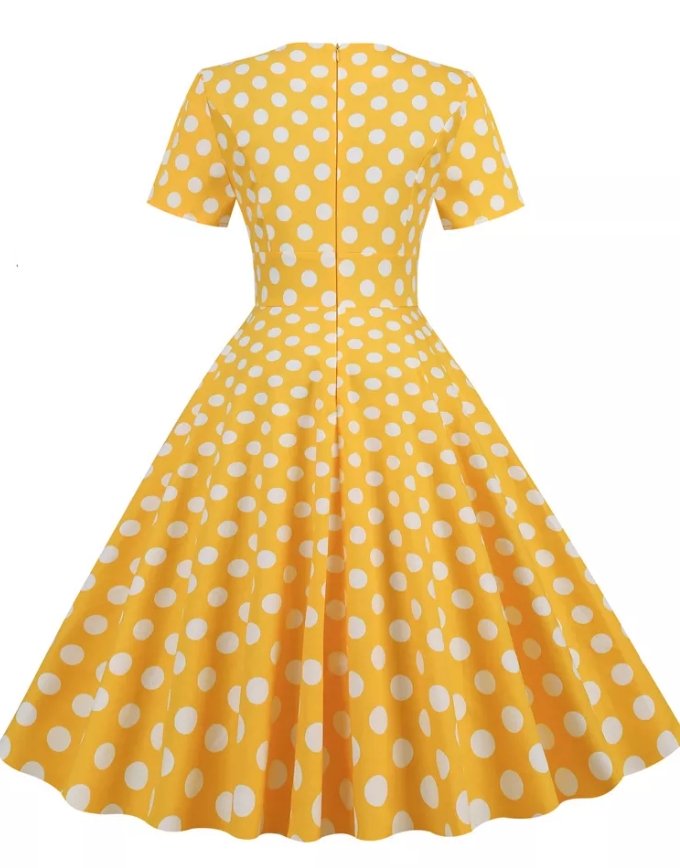Vestido Vintage Estilo Moderno Dos Anos 50 Amarelo