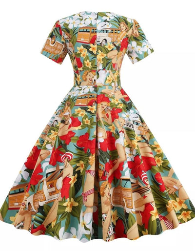 Vestido De Retalhos Vintage Dos Anos 50